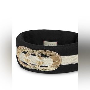 NWT Gucci Sequin GG Embellished Wool Headband Size M (57cm)